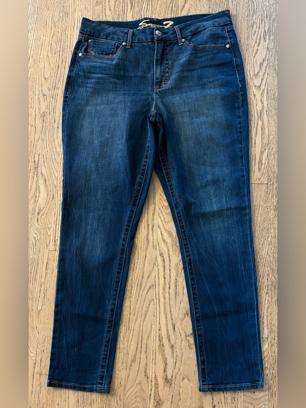Seven7 Tummyless High Rise Skinny Jeans Size 14 Dark Wash Stretch Denim